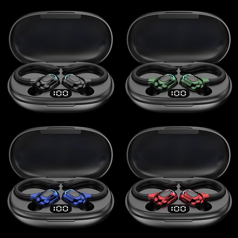 NNEDSZ Wireless Bluetooth Earphones With Charging Case - F8 - Blue Double Ear-2